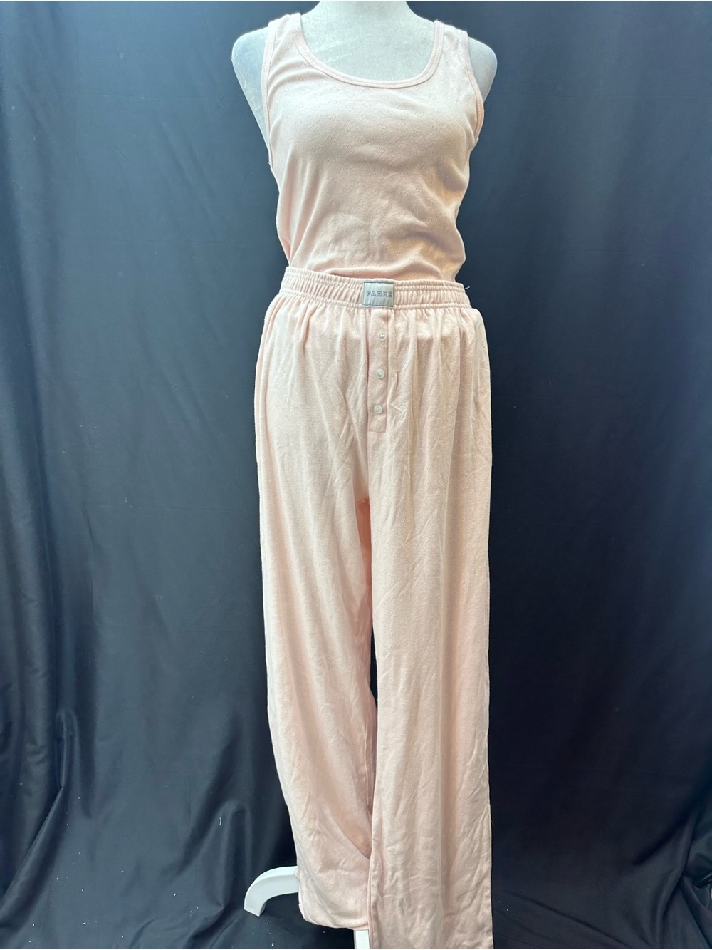 Heart Pointelle Peony Tank & Wide-Leg Boxer Lounge Pajama Set S NEW